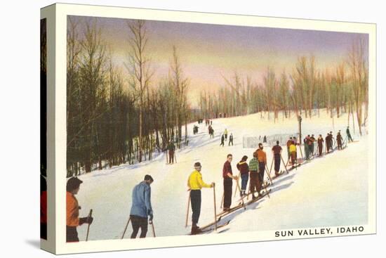 Sun Valley, Idaho, Skiers in Line-null-Stretched Canvas