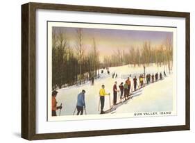 Sun Valley, Idaho, Skiers in Line-null-Framed Art Print