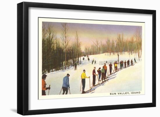 Sun Valley, Idaho, Skiers in Line-null-Framed Art Print