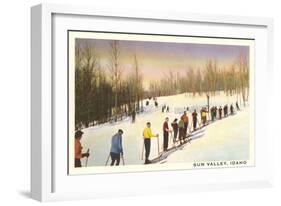 Sun Valley, Idaho, Skiers in Line-null-Framed Art Print