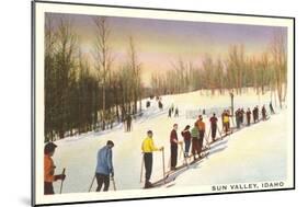 Sun Valley, Idaho, Skiers in Line-null-Mounted Art Print