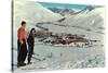 Sun Valley, Idaho, Skiers Looking Over Town-null-Stretched Canvas