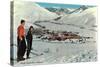 Sun Valley, Idaho, Skiers Looking Over Town-null-Stretched Canvas