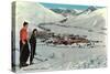 Sun Valley, Idaho, Skiers Looking Over Town-null-Stretched Canvas