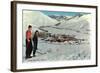 Sun Valley, Idaho, Skiers Looking Over Town-null-Framed Art Print