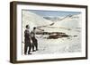 Sun Valley, Idaho, Skiers Looking over Town-null-Framed Art Print