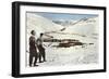 Sun Valley, Idaho, Skiers Looking over Town-null-Framed Art Print