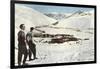 Sun Valley, Idaho, Skiers Looking over Town-null-Framed Art Print