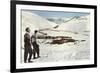 Sun Valley, Idaho, Skiers Looking over Town-null-Framed Art Print