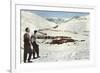 Sun Valley, Idaho, Skiers Looking over Town-null-Framed Premium Giclee Print