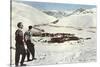 Sun Valley, Idaho, Skiers Looking over Town-null-Stretched Canvas