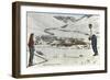 Sun Valley, Idaho, Skiers Looking Over Town-null-Framed Art Print
