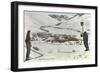 Sun Valley, Idaho, Skiers Looking Over Town-null-Framed Art Print