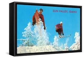 Sun Valley, Idaho, Skiing Moguls-null-Framed Stretched Canvas