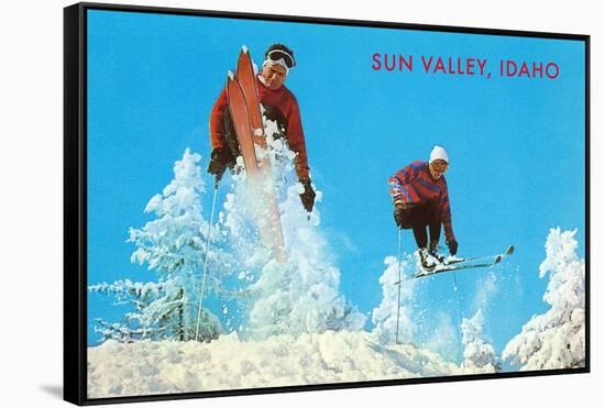 Sun Valley, Idaho, Skiing Moguls-null-Framed Stretched Canvas