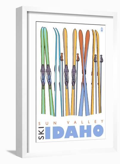 Sun Valley, Idaho, Skis in the Snow-Lantern Press-Framed Art Print