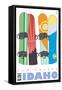 Sun Valley, Idaho, Snowboards in the Snow-Lantern Press-Framed Stretched Canvas