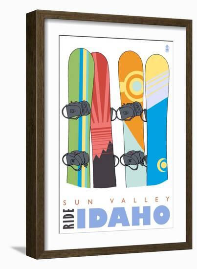 Sun Valley, Idaho, Snowboards in the Snow-Lantern Press-Framed Art Print