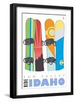 Sun Valley, Idaho, Snowboards in the Snow-Lantern Press-Framed Art Print