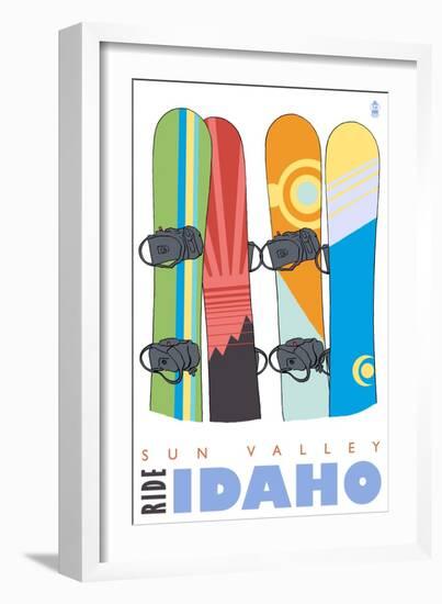 Sun Valley, Idaho, Snowboards in the Snow-Lantern Press-Framed Art Print