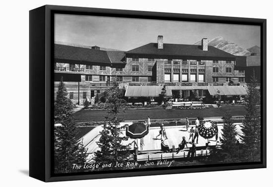 Sun Valley, Idaho - View of Lodge and Ice Rink-Lantern Press-Framed Stretched Canvas