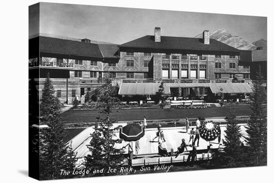 Sun Valley, Idaho - View of Lodge and Ice Rink-Lantern Press-Stretched Canvas