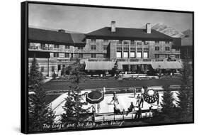 Sun Valley, Idaho - View of Lodge and Ice Rink-Lantern Press-Framed Stretched Canvas