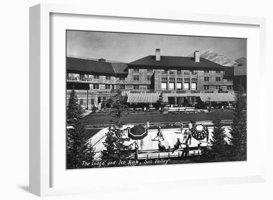 Sun Valley, Idaho - View of Lodge and Ice Rink-Lantern Press-Framed Art Print