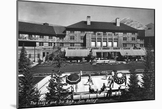 Sun Valley, Idaho - View of Lodge and Ice Rink-Lantern Press-Mounted Art Print