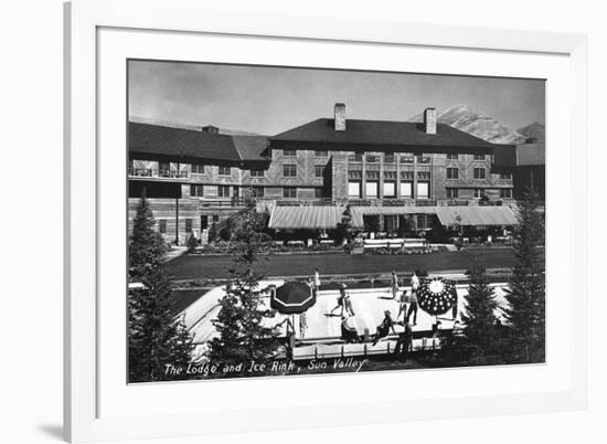 Sun Valley, Idaho - View of Lodge and Ice Rink-Lantern Press-Framed Art Print