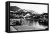 Sun Valley, Idaho - Village Square Scene-Lantern Press-Framed Stretched Canvas