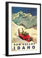 Sun Valley, Idaho, Vintage Truck with Skiers-null-Framed Art Print