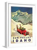 Sun Valley, Idaho, Vintage Truck with Skiers-null-Framed Art Print