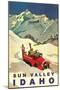 Sun Valley, Idaho, Vintage Truck with Skiers-null-Mounted Art Print