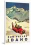 Sun Valley, Idaho, Vintage Truck with Skiers-null-Framed Art Print