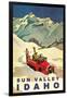 Sun Valley, Idaho, Vintage Truck with Skiers-null-Framed Art Print