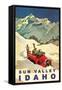 Sun Valley, Idaho, Vintage Truck with Skiers-null-Framed Stretched Canvas