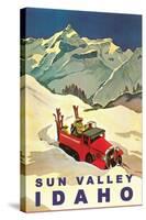 Sun Valley, Idaho, Vintage Truck with Skiers-null-Stretched Canvas