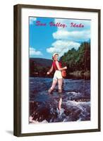 Sun Valley, Idaho, Woman Fishing in Stream-null-Framed Art Print