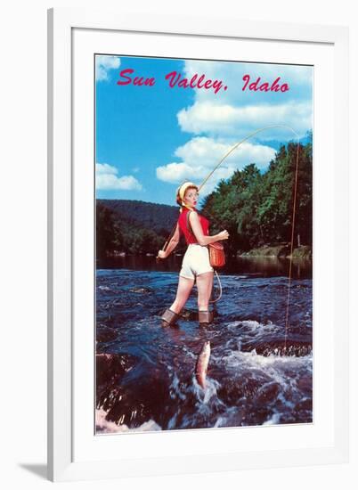 Sun Valley, Idaho, Woman Fishing in Stream-null-Framed Art Print