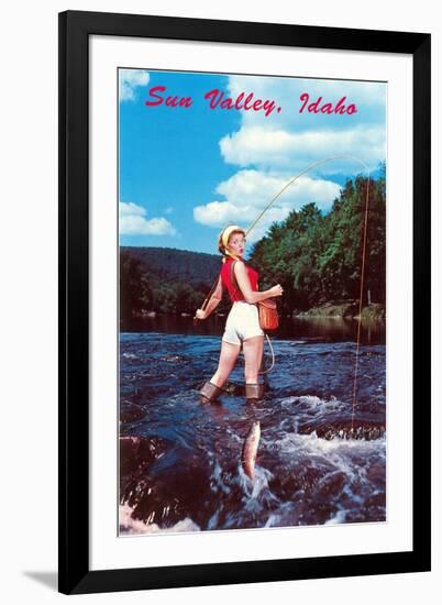 Sun Valley, Idaho, Woman Fishing in Stream-null-Framed Art Print