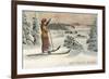Sun Valley, Idaho, Woman Skier Looking Over Town-null-Framed Art Print