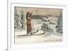 Sun Valley, Idaho, Woman Skier Looking Over Town-null-Framed Premium Giclee Print