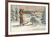 Sun Valley, Idaho, Woman Skier Looking Over Town-null-Framed Premium Giclee Print