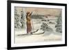 Sun Valley, Idaho, Woman Skier Looking Over Town-null-Framed Premium Giclee Print