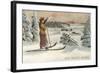 Sun Valley, Idaho, Woman Skier Looking Over Town-null-Framed Art Print