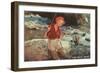 Sun Valley, Idaho, Woman with Fish in Net-null-Framed Art Print