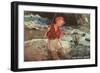 Sun Valley, Idaho, Woman with Fish in Net-null-Framed Art Print