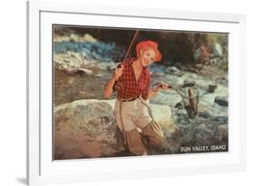 Sun Valley, Idaho, Woman with Fish in Net-null-Framed Art Print