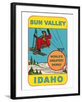 Sun Valley, Idaho, World's Greatest Skiing, Ski Lift-null-Framed Premium Giclee Print